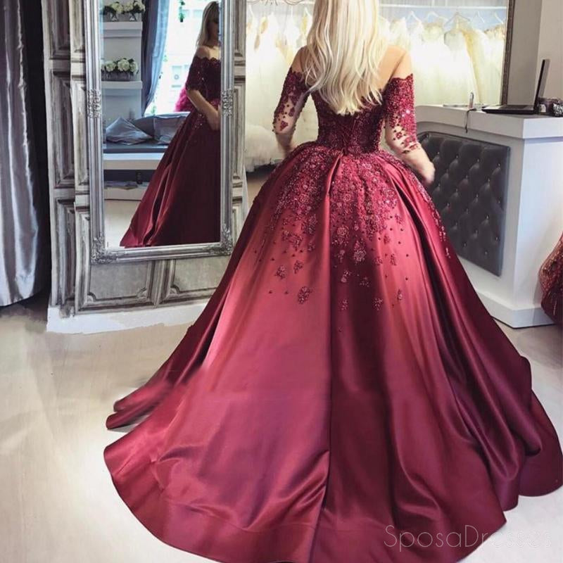 Elegant Off Shoulder 1/2 Sleeve A-Line Red Evening Prom Dress - 2018 Popular Party Gown, Custom Long Formal Dress for Prom Night | Perfect for Homecoming, Quinceañera & Special Occasions