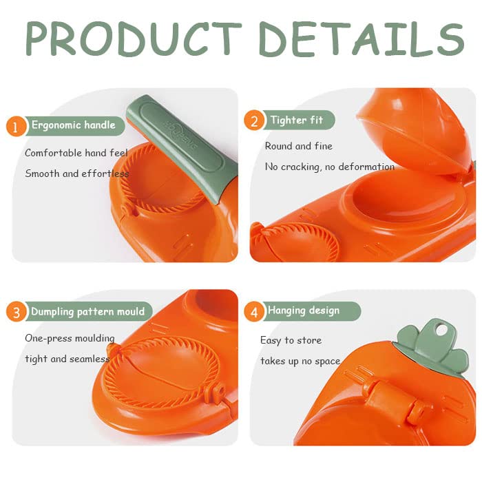 2 in 1 Dumpling Maker & Press - Portable Handheld Dumpling Wrapper Machine for Homemade Dumplings, Empanadas, Gyoza - Multi-Function DIY Dumpling Skin Mold Set (Pink) - Perfect for Family Cooking, Parties & Asian Cuisine Lovers