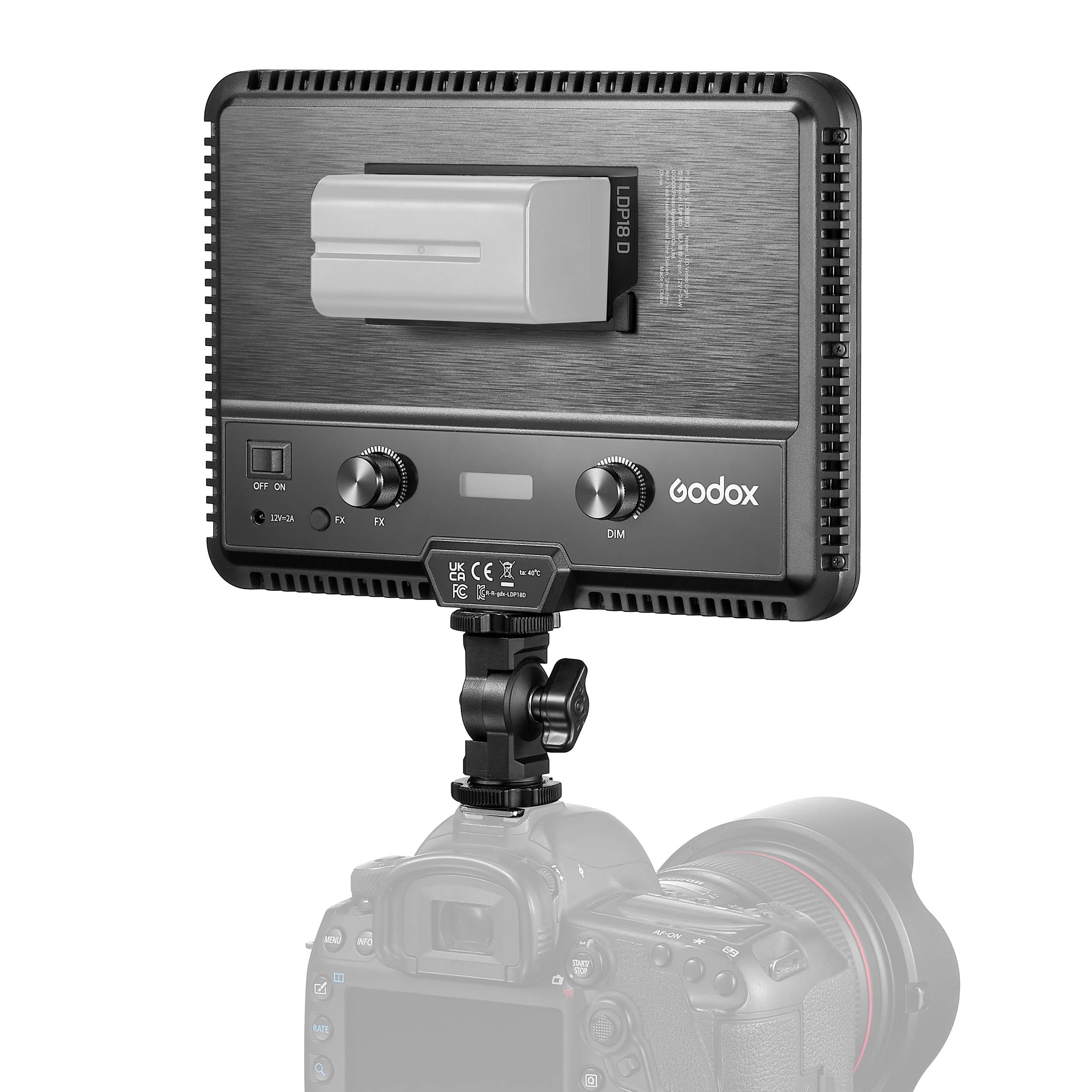 Godox LDP18D On-Camera LED Light - 5600K Daylight Balanced Continuous Lighting for Photography, Videography, YouTube & Vlogging - Perfect for Interviews, Live Streaming & Content Creation