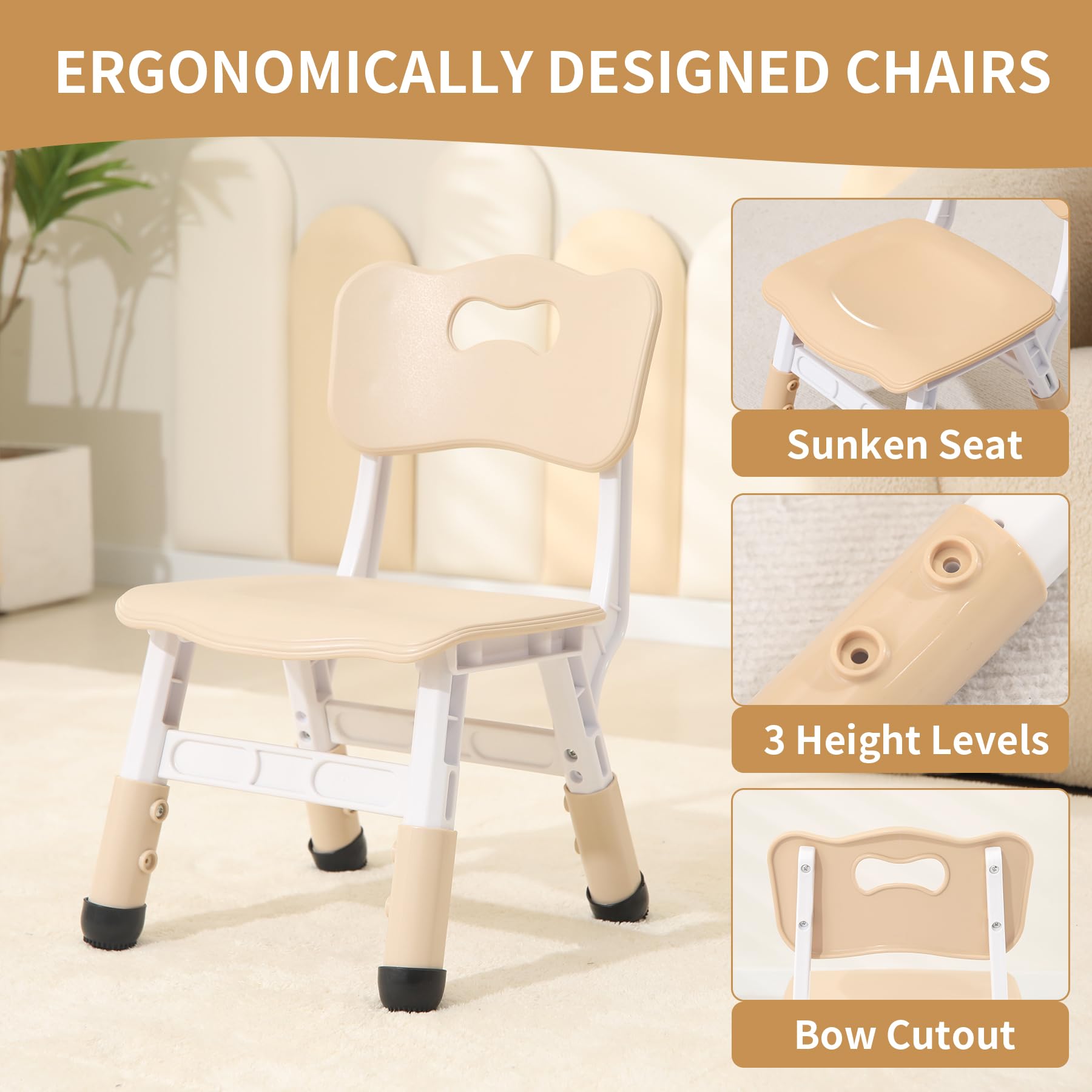 **Height-Adjustable Toddler Table and 4 Chairs Set - Kids Study & Activity Table with Graffiti Desktop for Boys & Girls Ages 3-8 (Max 300lbs) - Perfect for Learning, Drawing & Playtime at Home or Preschool**