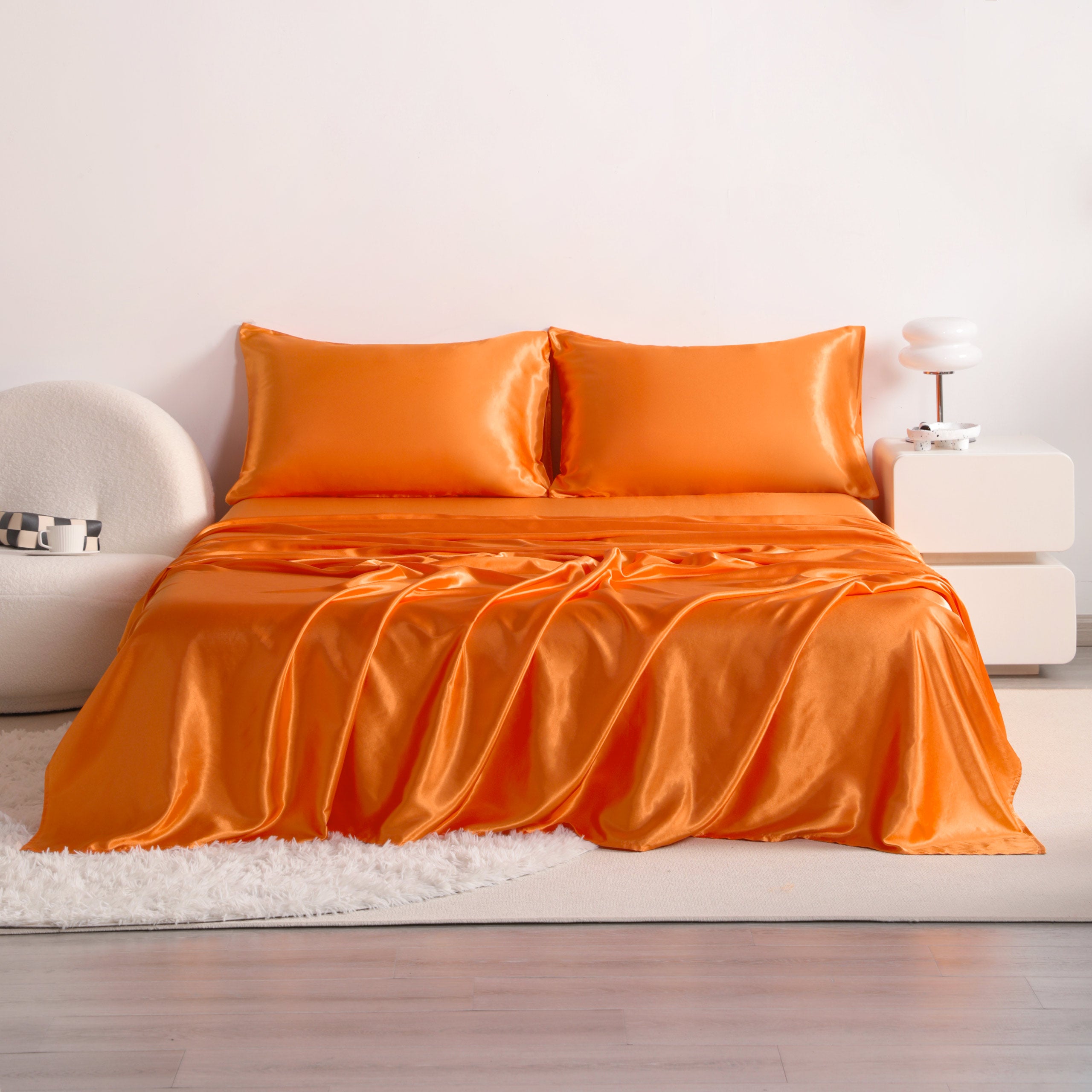 3/4 Pieces Silky Satin Twin Cooling Soft Bed Sheet Set - Breathable & Hypoallergenic - Perfect for Hot Sleepers & All Seasons - NTBAY®️