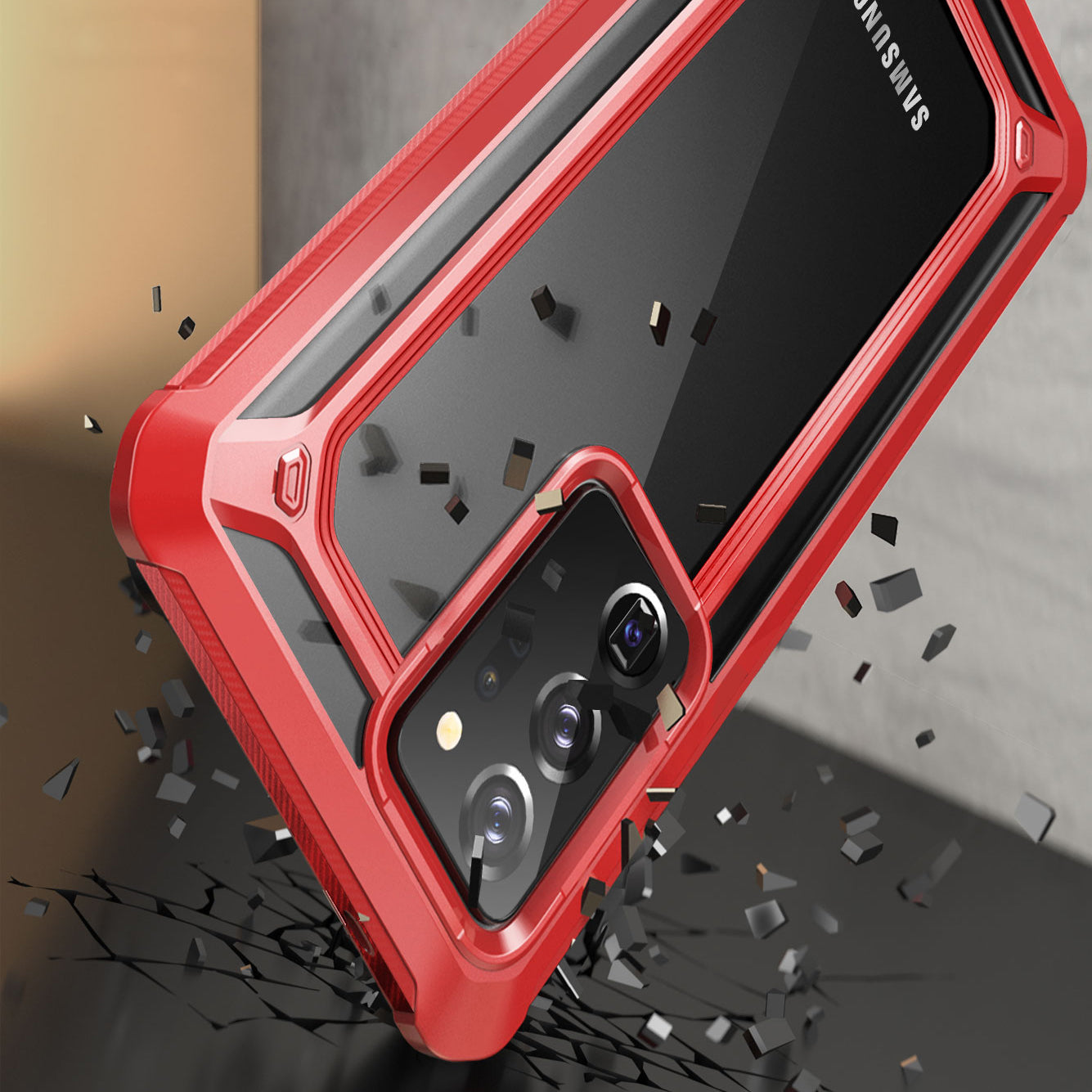 Samsung Galaxy Note20 Ultra Unicorn Beetle EXO Clear Case - Shockproof Protective Cover with Raised Bezels (Red) - Perfect for Daily Use, Travel & Outdoor Activities