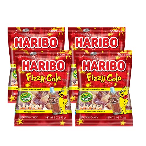 Haribo Gummy Candy Variety Pack (Pack of 4) - 20 Assorted Flavors Including Fizzy Cola - 4oz to 5oz Resealable Bags - Perfect for Parties, Snacking & Lunch Box Treats