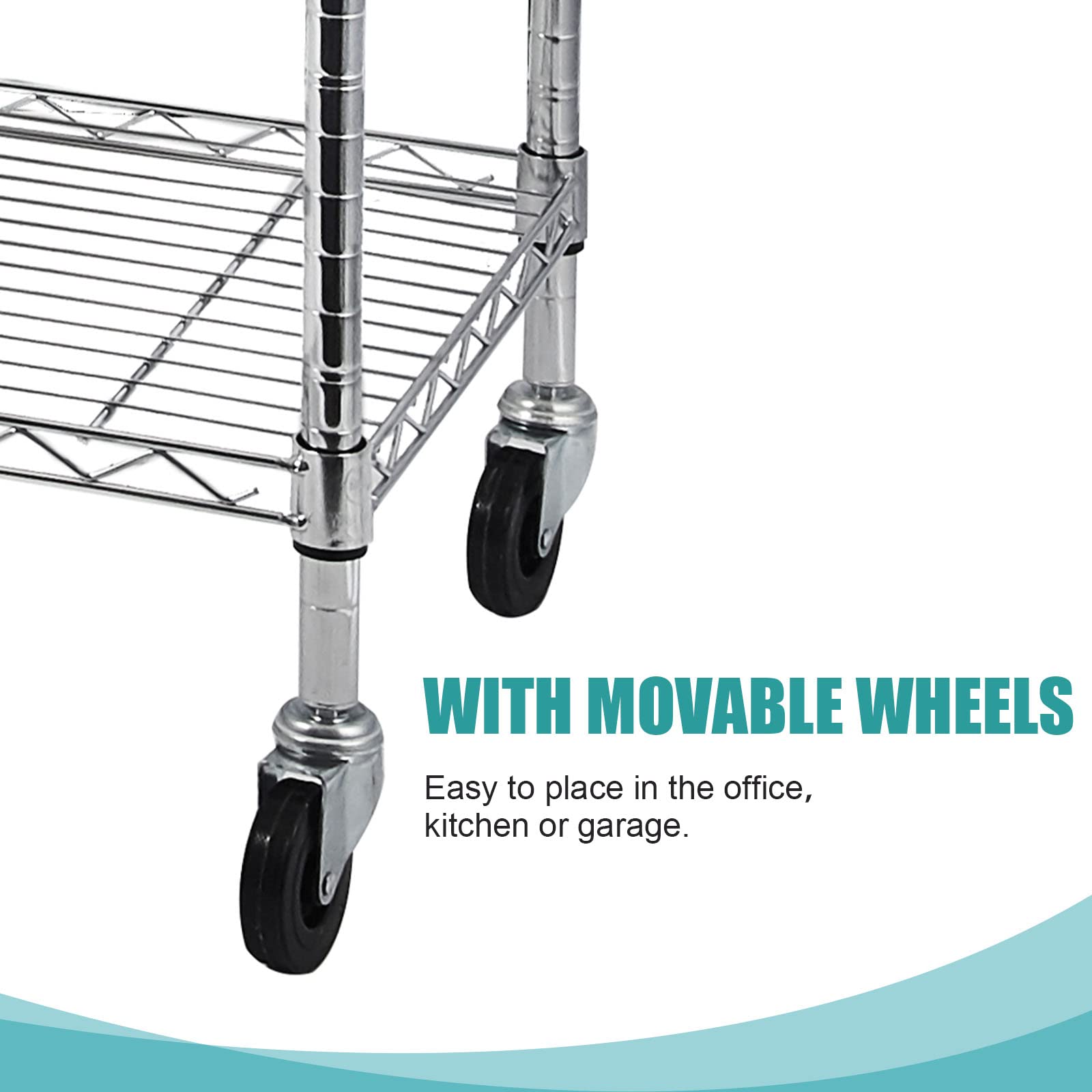 5-Tier Heavy Duty Adjustable Wire Shelving Unit with Wheels - 59