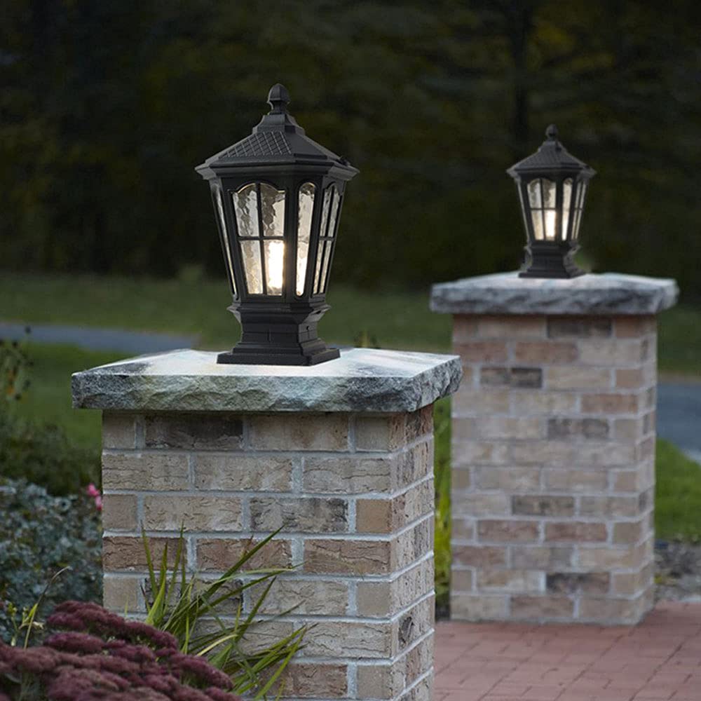 Waterproof Outdoor Post Lights - IP65 Garden Pillar Lanterns with Rainproof Glass for Courtyard, Fence, and Pathway Lighting (23x15x45cm) | Durable Landscape Lighting for Patio, Driveway, and Yard Decor