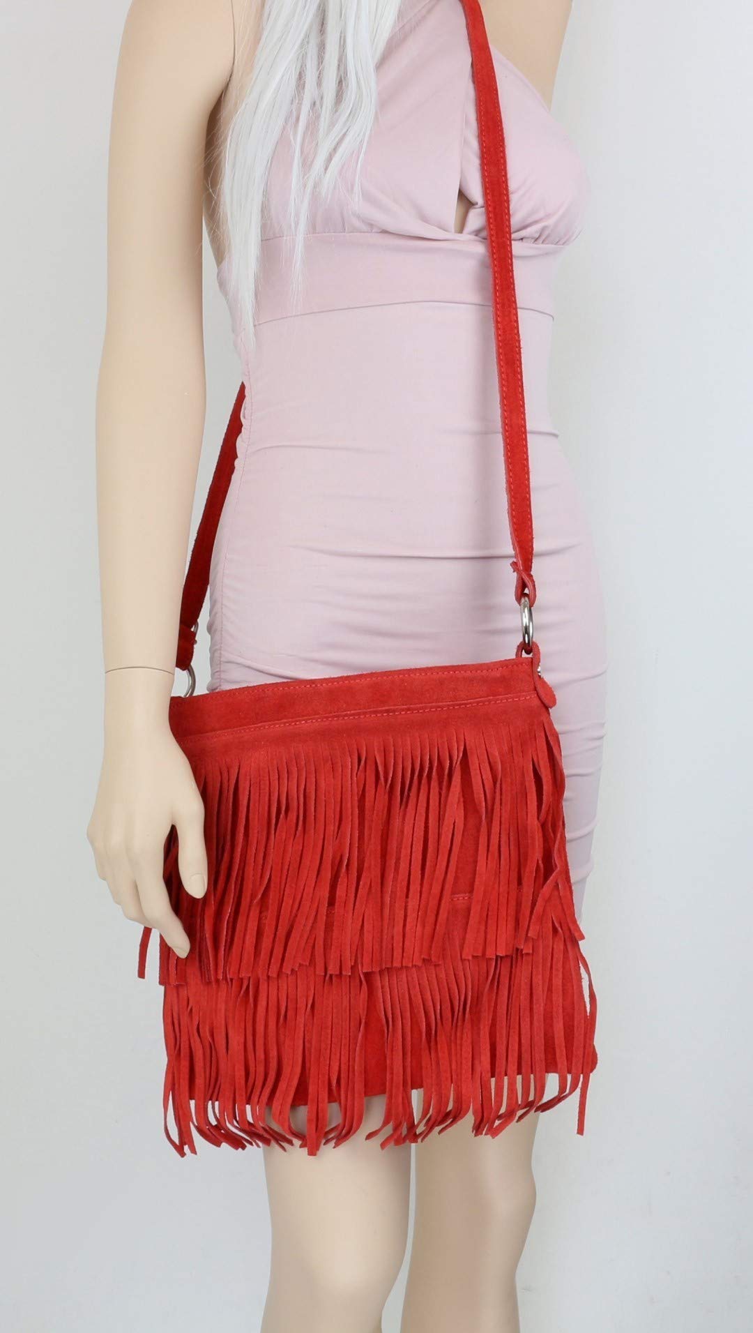 Stylish Women's Suede Fringe Shoulder Bag - Crossbody Slouch Purse for Everyday Use | Perfect for Work, Dating & Casual Outings