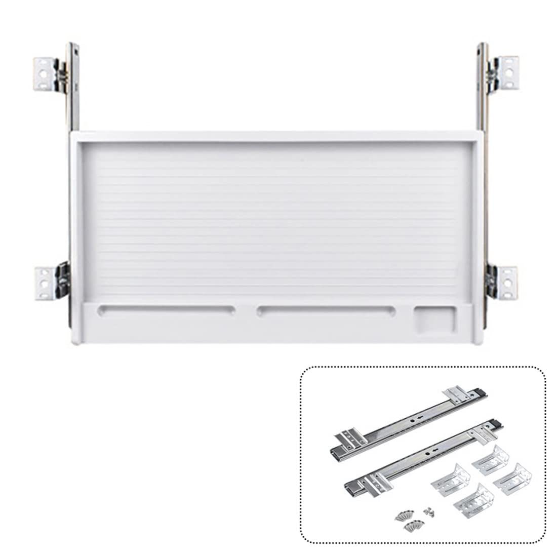 Ergonomic Under Desk Keyboard Tray - Adjustable Sliding Drawer Kit for Home Office (Gray)