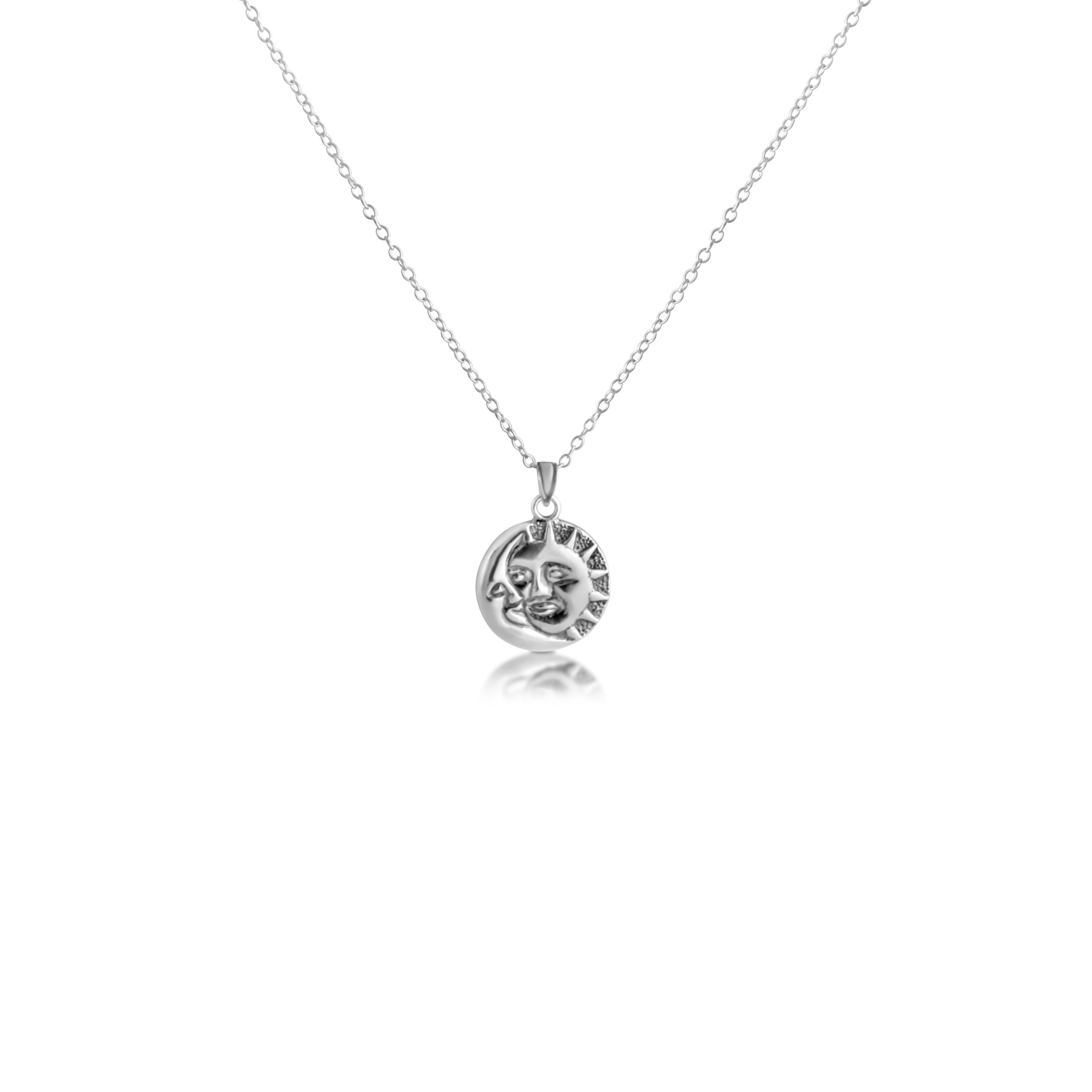 925 Silver Moon & Sun Pendant Necklace for Women - Boho Jewelry Gift