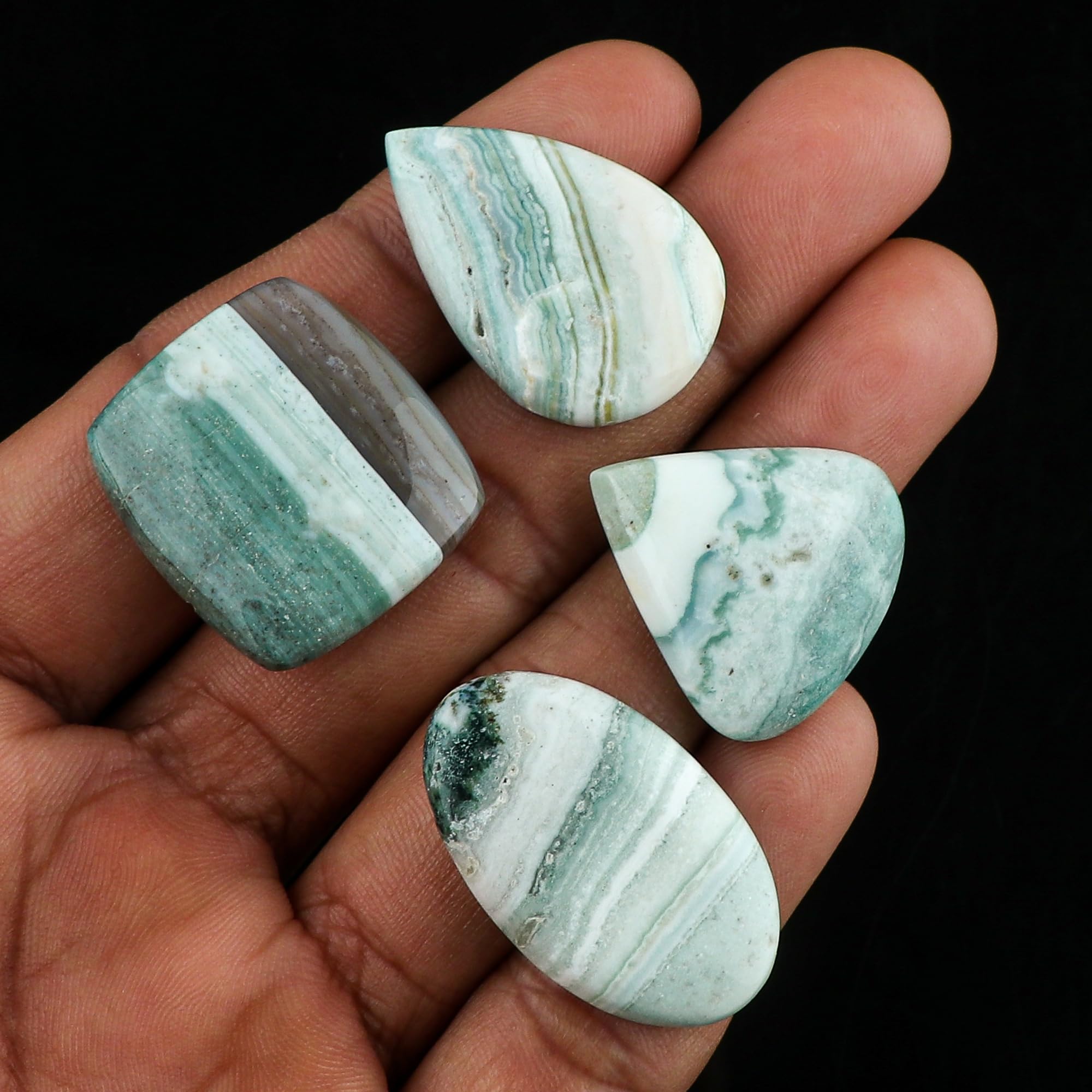 4pcs Natural Lace Opal Gemstones for Jewelry Making & Wire Wrapping - Healing Crystals Bulk