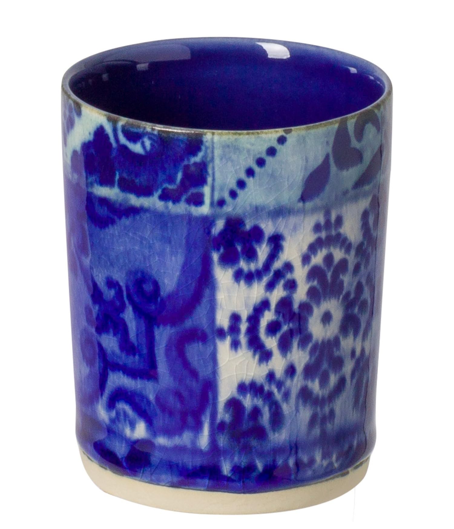 Premium Stoneware Ceramic Toothbrush Cup & Tumbler - Lisboa Collection Aglio Design | 8oz Bathroom Organizer with 3