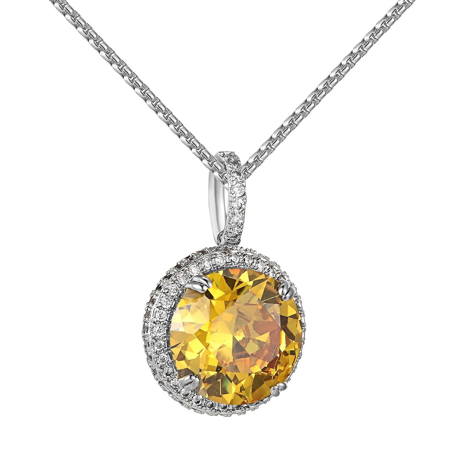 Mini Canary Ruby CZ Pendant Necklace - 1.1 Inch Round Solitaire Bird Charm for Women | Perfect for Everyday Wear, Gift Giving & Special Occasions