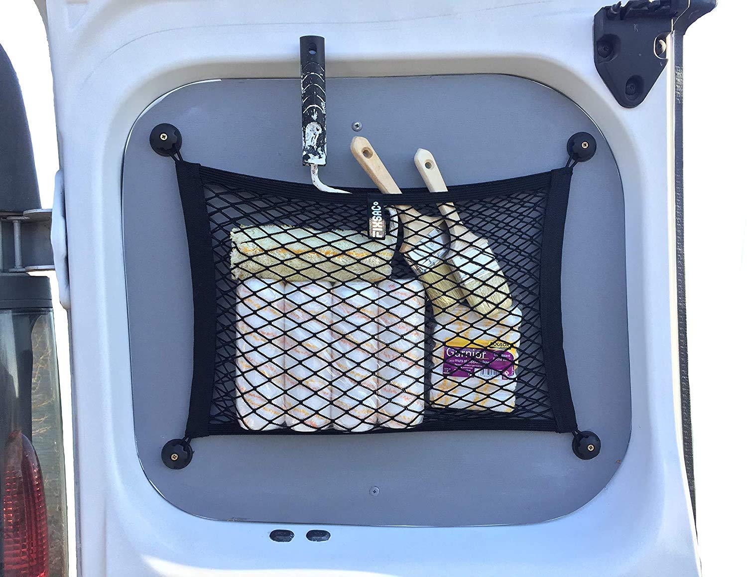 Jutta Car Wall Mount Side Pocket Organizer - High Elastic Mesh Storage Net for Car, RV, Truck & Van (25x35cm, Black) | Perfect for Boot Trunk Cargo & Luggage Organization