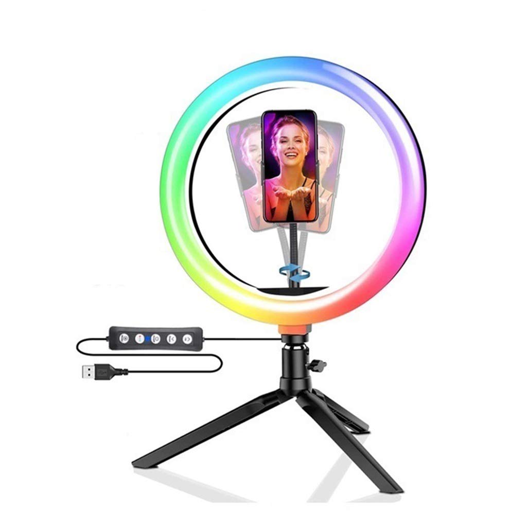RGB Ring Light with Extendable Tripod Stand & Phone Holder - Dimmable LED Ring Light for Camera, Video, Makeup, Photography - Perfect for YouTube, TikTok, Live Streaming & Selfies