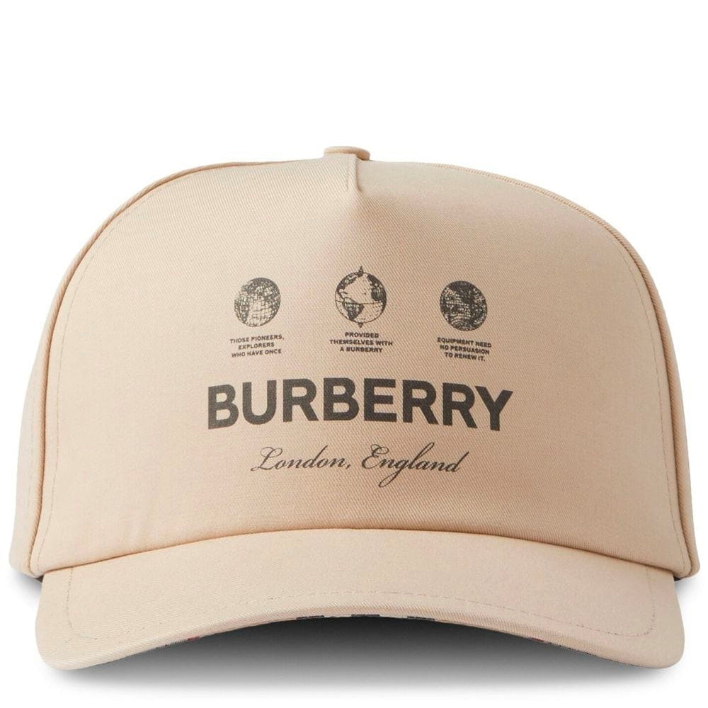 Burberry Globe Logo Cotton Cap for Men & Women - Classic Adjustable Baseball Hat for Outdoor, Travel & Casual Wear