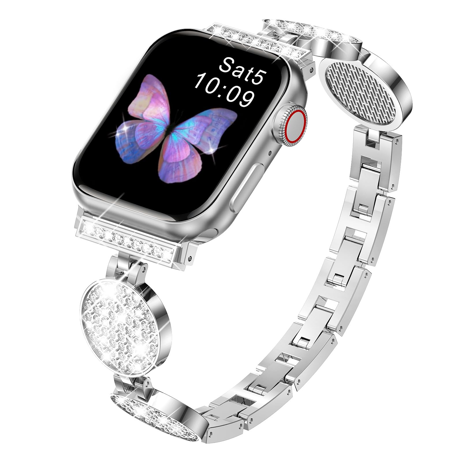 Elegant Bling Diamond Rhinestone Apple Watch Band for Women - 38mm 40mm 41mm 42mm 44mm 45mm 49mm Metal Replacement Strap Compatible with iWatch Ultra Series 8 7 6 5 4 3 2 1 SE - Perfect for Parties, Weddings & Everyday Luxury Fashion Accessory