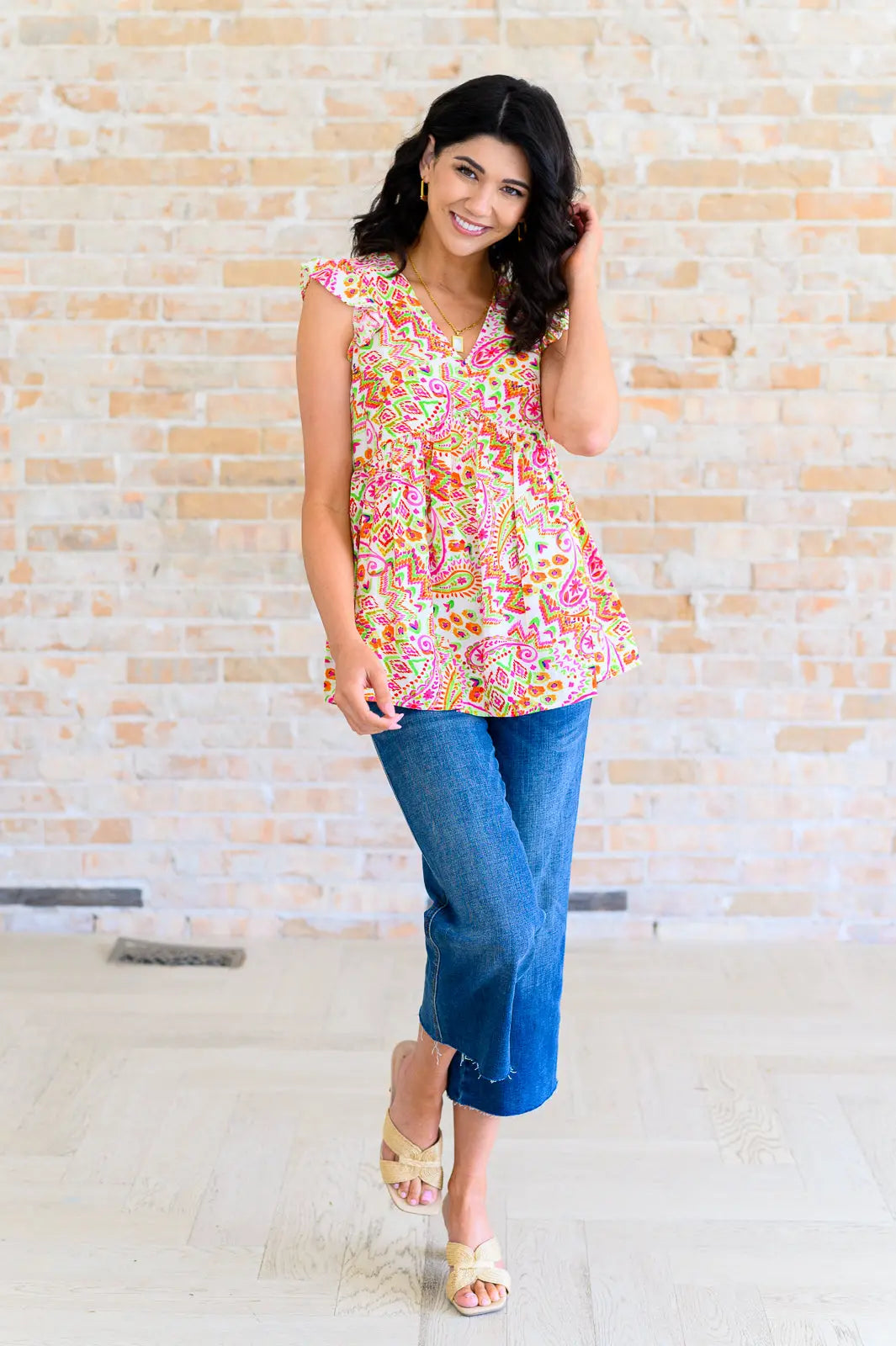 Lucy Eyelets Top in Ivory Multi - Elegant Lace Blouse for Women | Perfect for Casual Outings, Date Nights & Summer Fashion