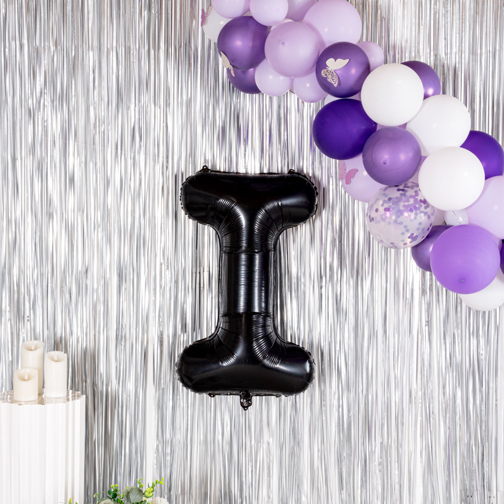 Black Mylar Letter I Balloon - 40 Inch Large Foil Balloon for Birthday Party Decorations, Graduation, Baby Shower & Special Events - 1 Count Box