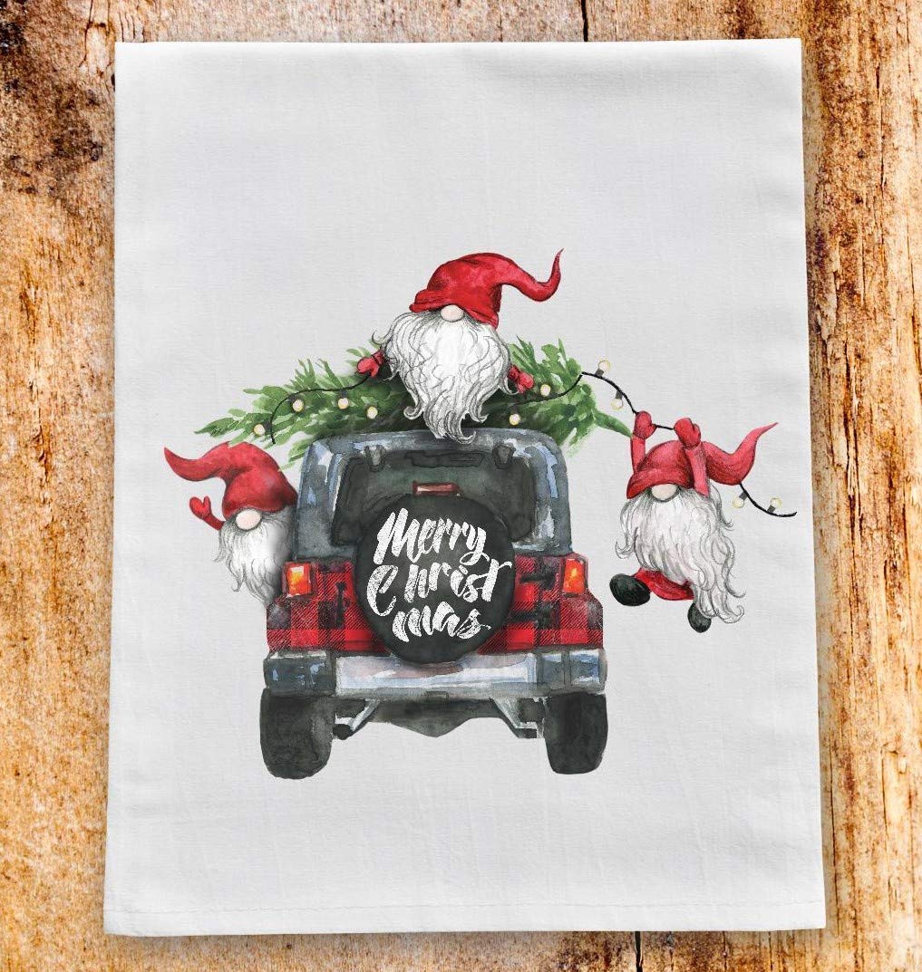 Christmas Gnomes Kitchen Dish Towels - Absorbent Flour Sack Towels for Holiday Cooking, Baking & Decor - Festive Xmas Kitchen Decorations & Gift Ideas