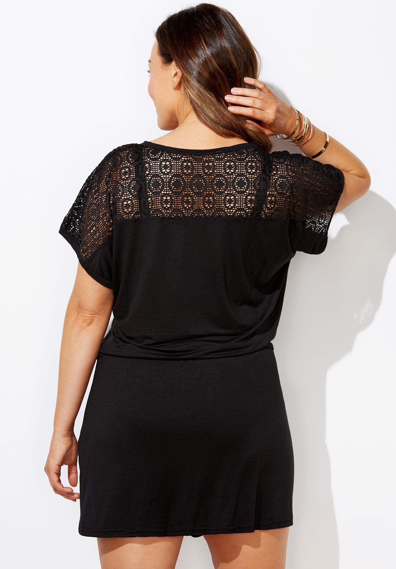 Plus Size Women's Emmie Crochet Cover Up Tunic Swimwear - Stylish Beach Cover Up for Summer Vacation & Poolside Lounging