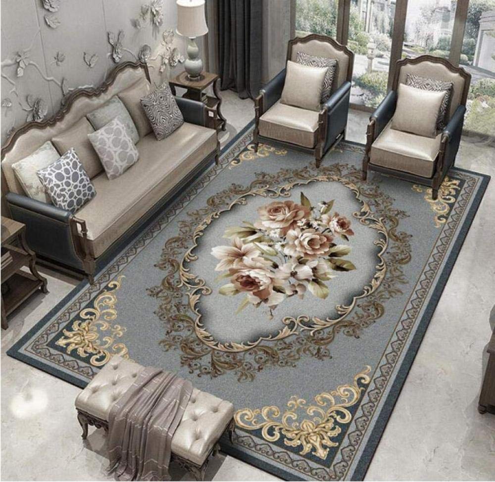 Traditional Elegant Brown Gray Floral Area Rug 140x200cm - Durable Medium Rug for Living Room, Dining Room & Bedroom | Perfect for Home Decor, Family Gatherings & Cozy Spaces