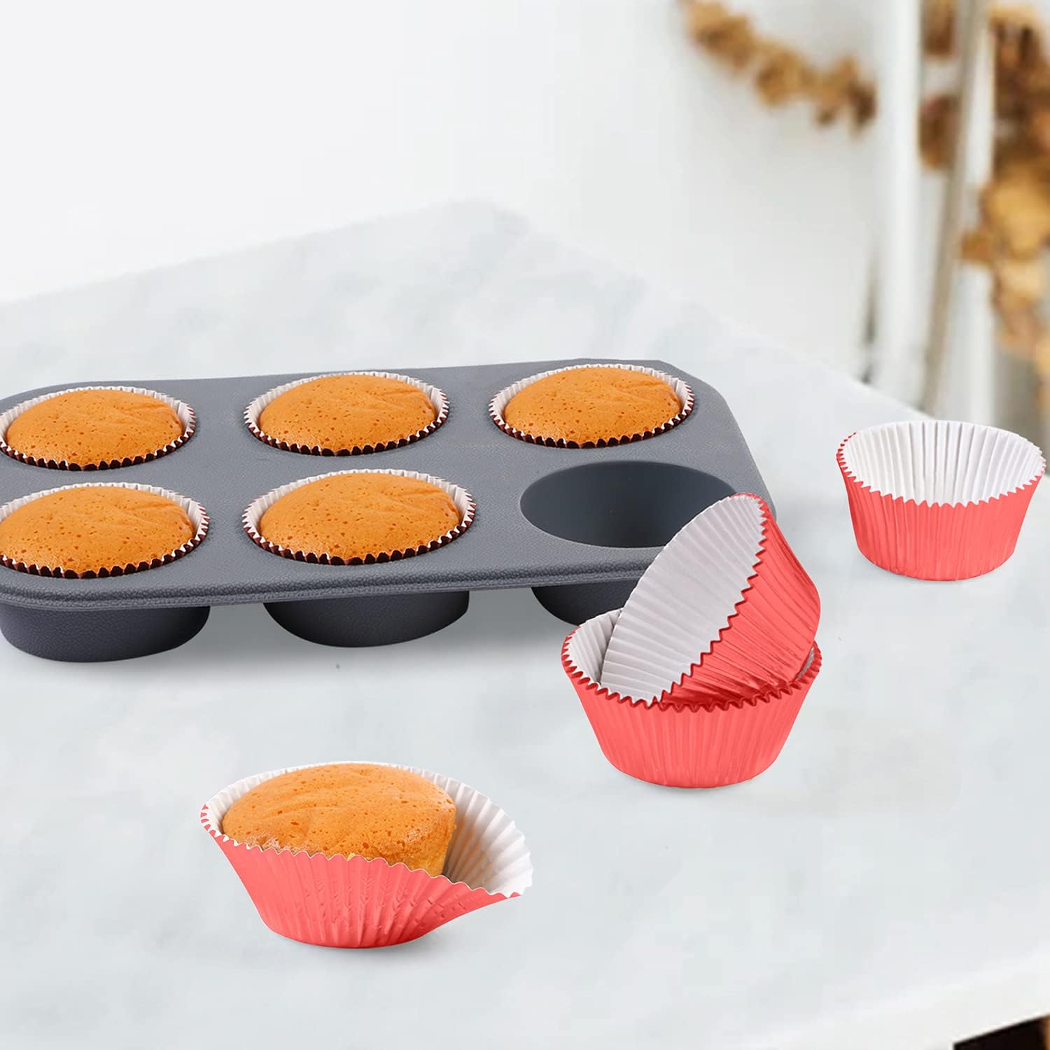 Premium Rose Gold Foil Muffin & Cupcake Liners - Standard Size Baking Cups (100 Count) - Perfect for Birthday Parties, Weddings & Holiday Baking