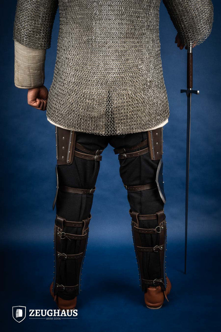Premium Splinted Leg Armor in Brown - Medieval Knight Costume & LARP Gear for Cosplay, Renaissance Fairs & Historical Reenactments