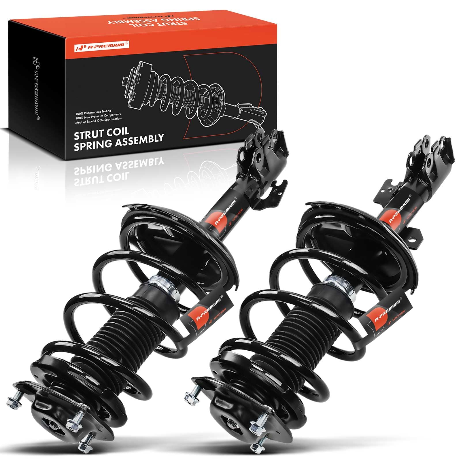 Premium Front Pair (2) Complete Strut & Coil Spring Assembly for Lexus RX330 2004-2006, RX350 2007-2009 & Toyota Highlander 2001-2007 - FWD Front Left & Right Replacement - Perfect for Smooth Ride & Suspension Repair