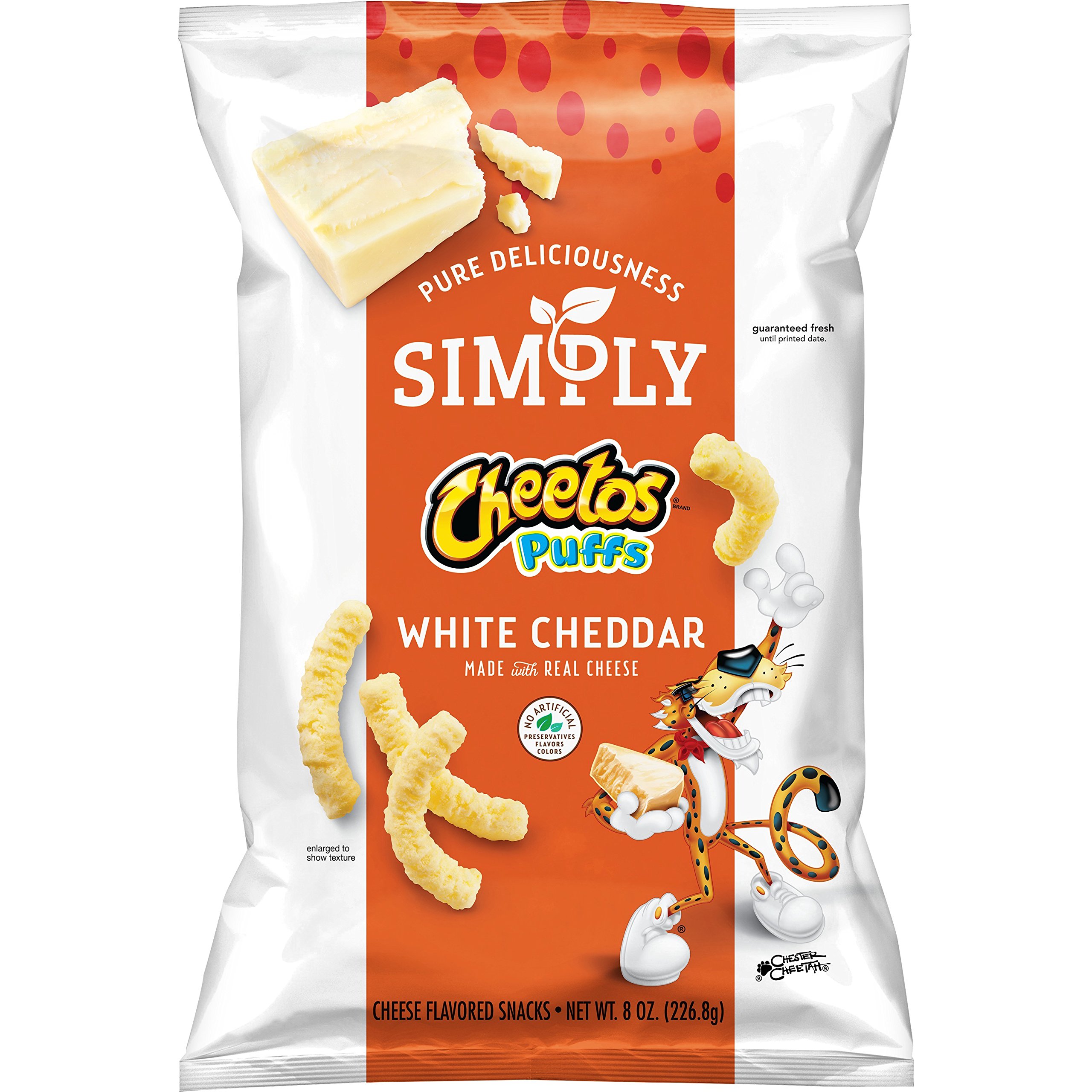 Cheetos Simply White Cheddar Cheese Puffs - 8oz Bag of Crunchy Snacks | Perfect for Lunchboxes, Movie Nights & Party Snacking