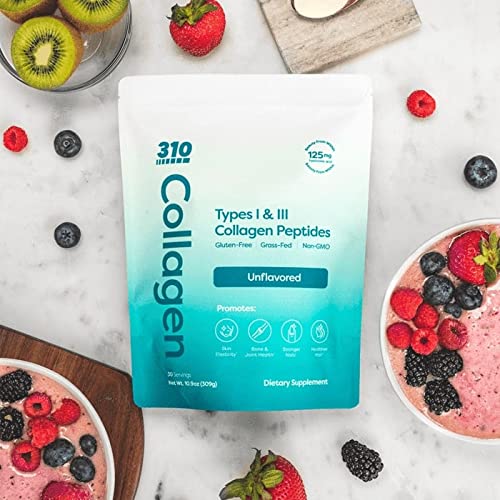 310 Nutrition Collagen Powder - Multi Peptides Collagen Supplement with Vitamins C, D & E - Keto & Paleo Friendly - Unflavored Protein Powder, 30 Servings - Supports Skin, Hair & Joint Health - Perfect for Smoothies, Coffee & Baking