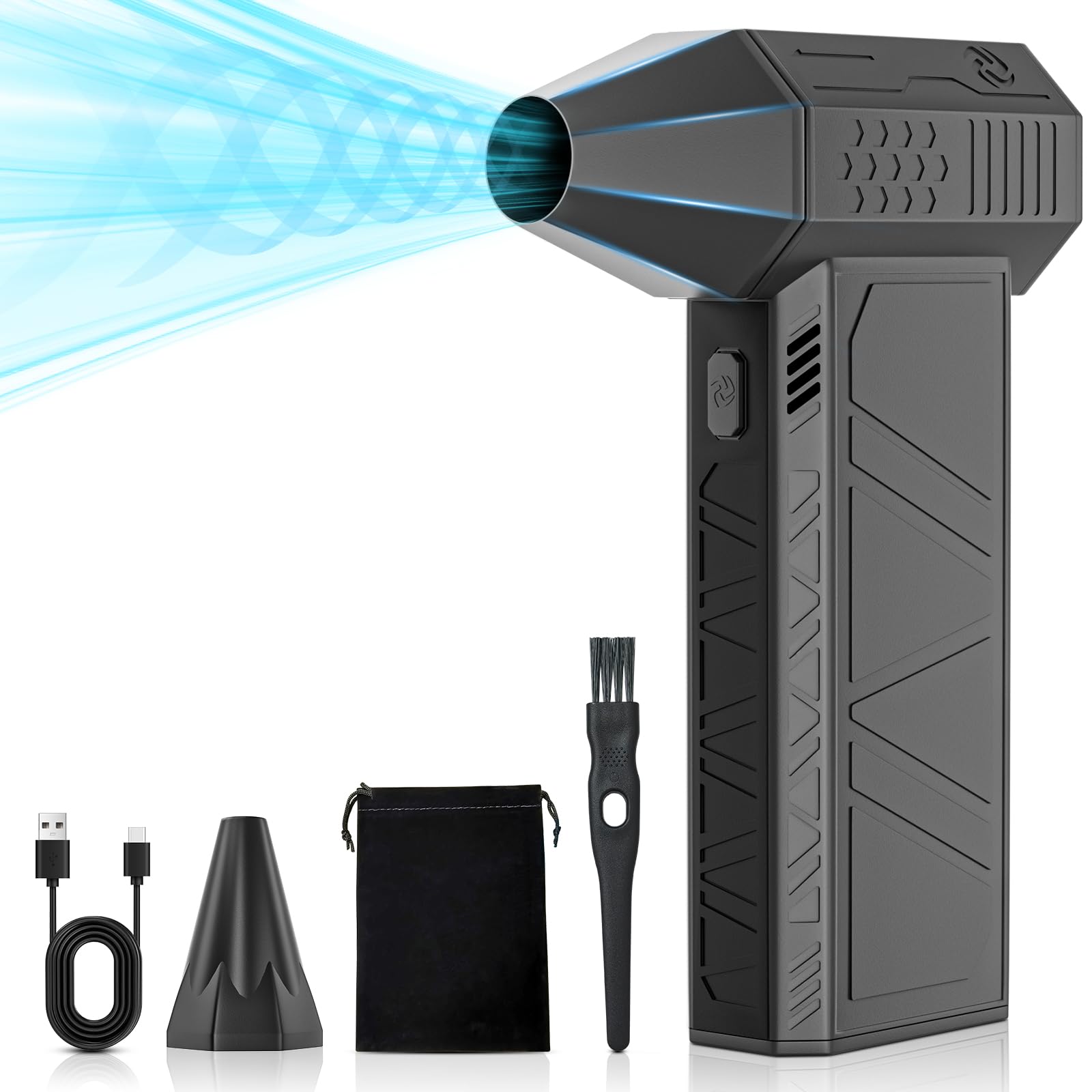 130,000 RPM High-Speed Electric Air Duster - Rechargeable Cordless Compressed Air Blower with 3-Speed Adjustment for Computer Keyboard, PC, Car & Home Cleaning | Perfect for Electronics, Dusting, and Outdoor Maintenance