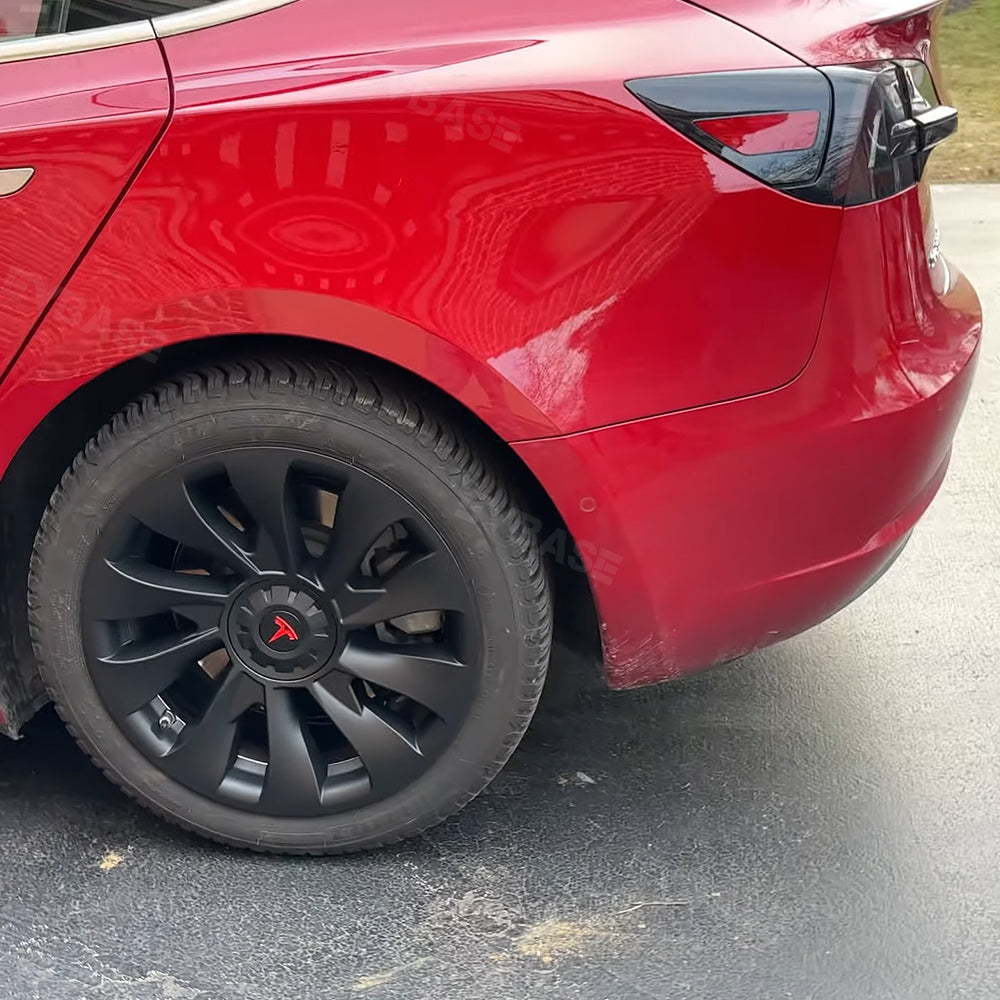 Tesla Model 3 18-Inch Überturbine Wheel Covers (4-Piece Set) - Matte Black Aero Wheel Caps for 2017-2023 - Enhance Style & Protect Rims for Daily Driving & Road Trips
