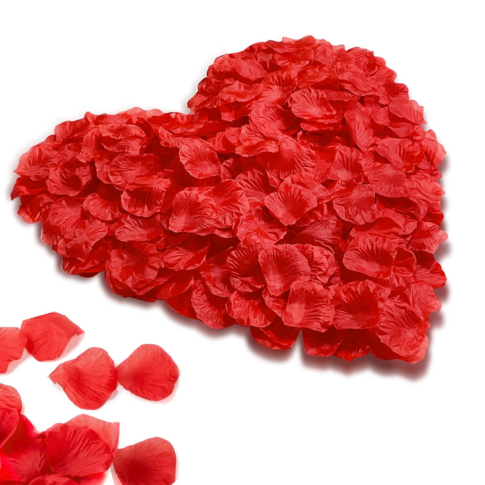 1000PCS Artificial Rose Petals - Realistic Fake Silk Flower Petals for Wedding Decorations, Romantic Proposals, Party Centerpieces, Home Decoration (Red) - Perfect for Aisle Scattering, Table Settings & Photo Backdrops