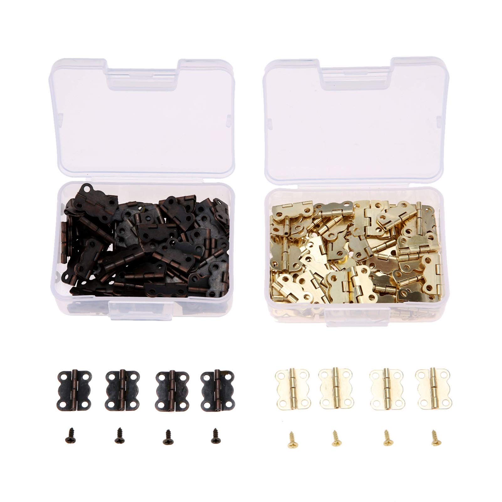 60Pcs 1612mm Decorative Cabinet Door Hinges - Red Copper Jewelry Box & Wood Furniture Hardware with Screws & Storage Box - Perfect for DIY Projects, Jewelry Organizers & Home Decor Upgrades
