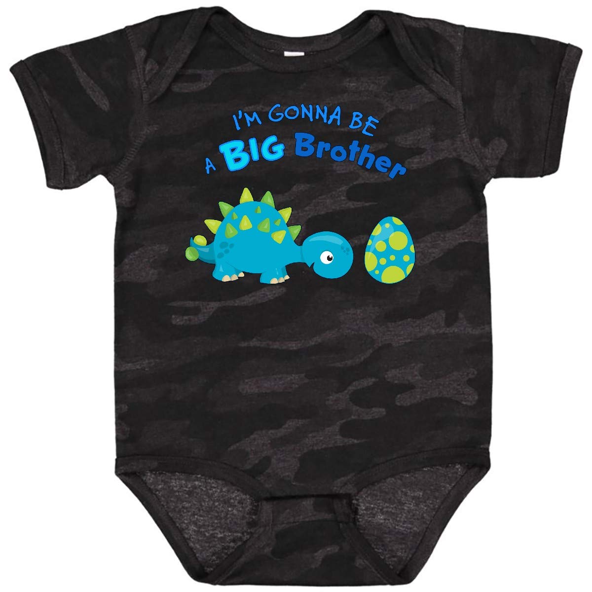 Inktastic Happy Dinosaur Future Big Brother Baby Bodysuit - Cute Dinosaur Print Onesie for Newborn Boys, Soft Cotton Infant Bodysuit - Perfect for Sibling Announcement, Baby Shower Gift & First Birthday Outfit