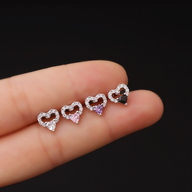 20G CZ Heart Conch Daith Earrings Stud - Hypoallergenic Surgical Steel Cartilage Piercing Jewelry for Women | Perfect for Everyday Wear, Special Occasions & Gift Giving