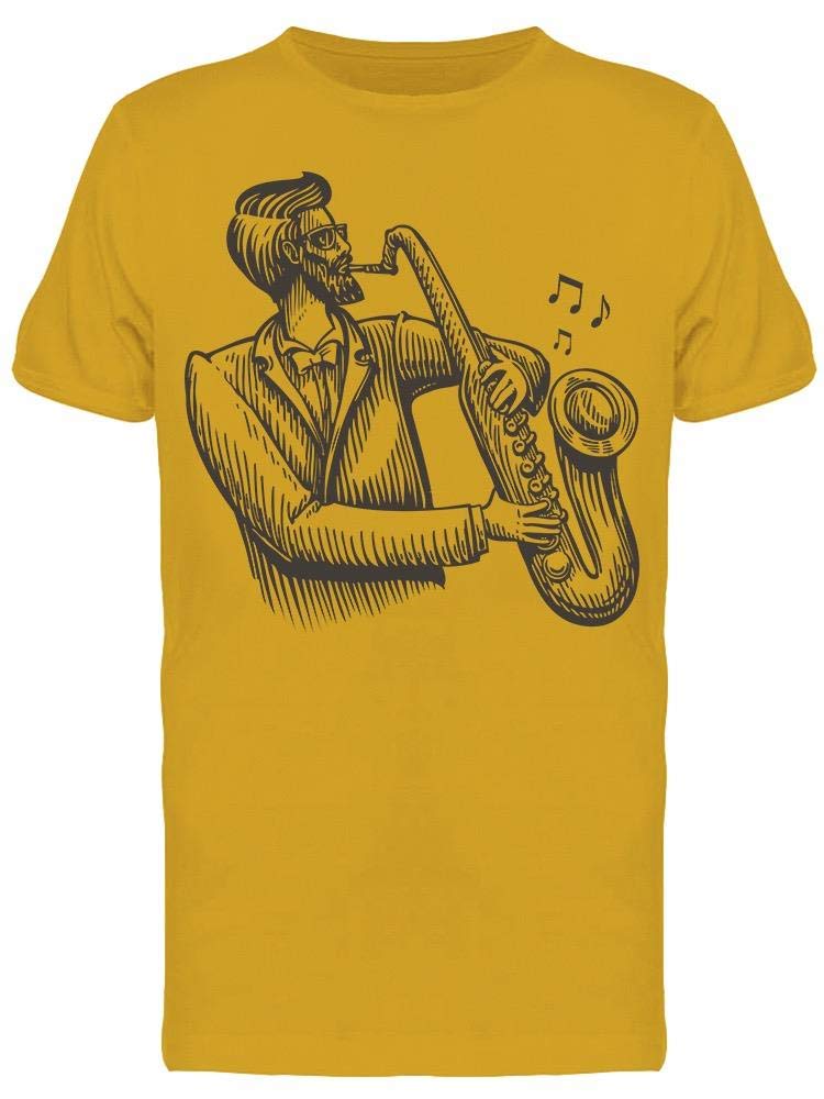 Smartprints Men's Saxophone Player Graphic T-Shirt - Cool Music Lover Tee for Concerts & Casual Wear