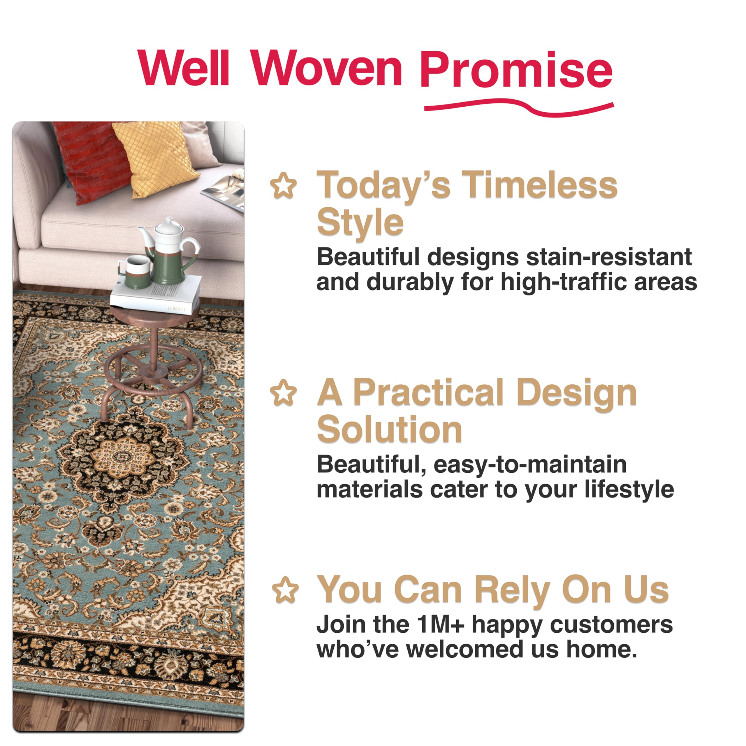 Well Woven Barclay Collection Medallion Kashan Light Blue 8x10 Area Rug - Soft Non-Slip Living Room Rug, Bedroom Carpet & Dining Room Floor Mat for Home Decor, Housewarming Gift