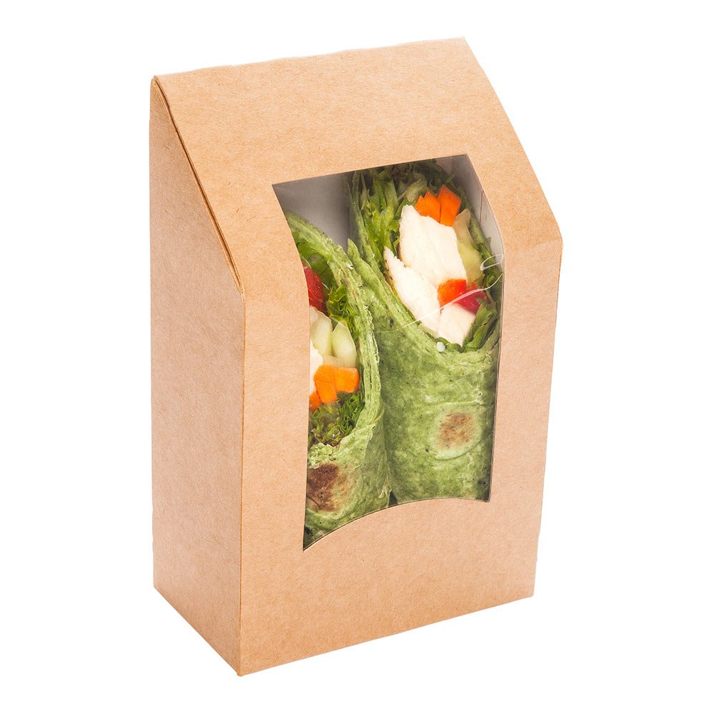 Eco-Friendly Kraft Paper Take Out Boxes with Window - 50 Count Bulk Pack - Angled Design for Restaurants & Food Delivery - Perfect for Takeout, Catering & Meal Prep