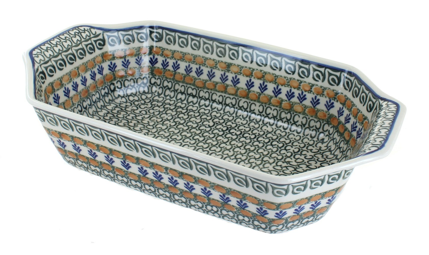 Handmade Blue Rose Polish Pottery Deep Baker with Handles - 4.5QT Ceramic Casserole Dish for Baking, Serving & Herb Gardening | Perfect for Oven, Tabletop & Kitchen Decor