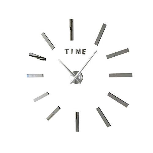 Muellery 3D DIY Wall Clock - Silver Modern Design, Silent Non-Ticking Quartz Movement, Easy to Read Battery Operated Home Decor | Perfect for Living Room, Bedroom, Office & Gift Giving