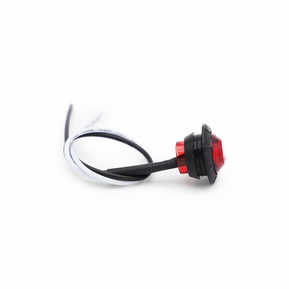 50 Pack 3/4 Inch Mini Round Red LED Side Marker Lights - 12V DC Waterproof Rubber Mount for Trucks, Buses, Boats & Trailers - Durable Signal Lights for Night Driving & Marine Safety