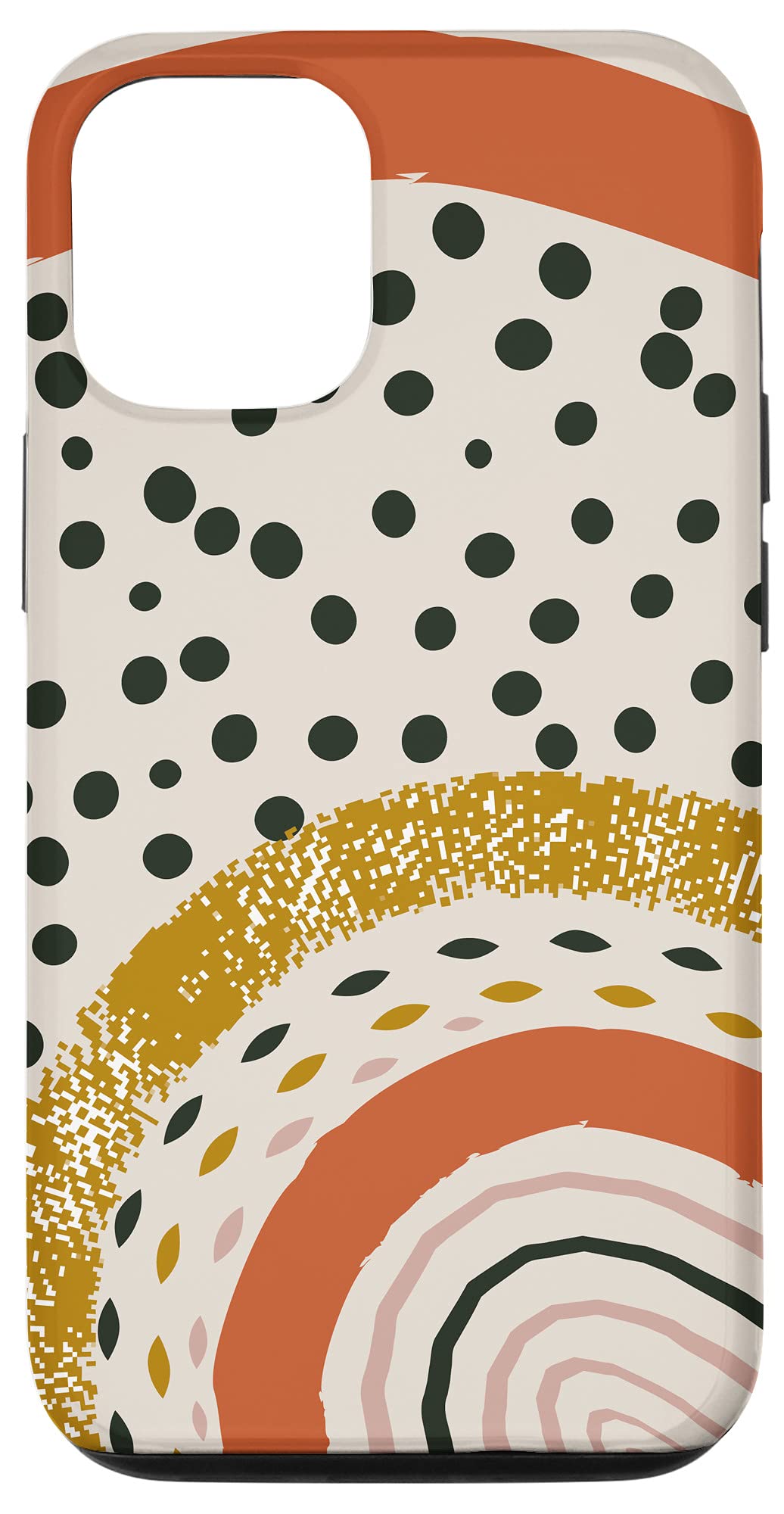 iPhone 12/12 Pro Case - Earth Tone Boho Rainbow Arches with Polka Dot Design | Durable Protective Cover for Everyday Use, Travel & Outdoor Activities