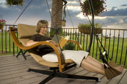 Hammaka Nami Deluxe Hanging Hammock Chair - Portable Outdoor Lounge Chair with Stand, Tan - Perfect for Backyard, Patio, Beach & Camping Relaxation