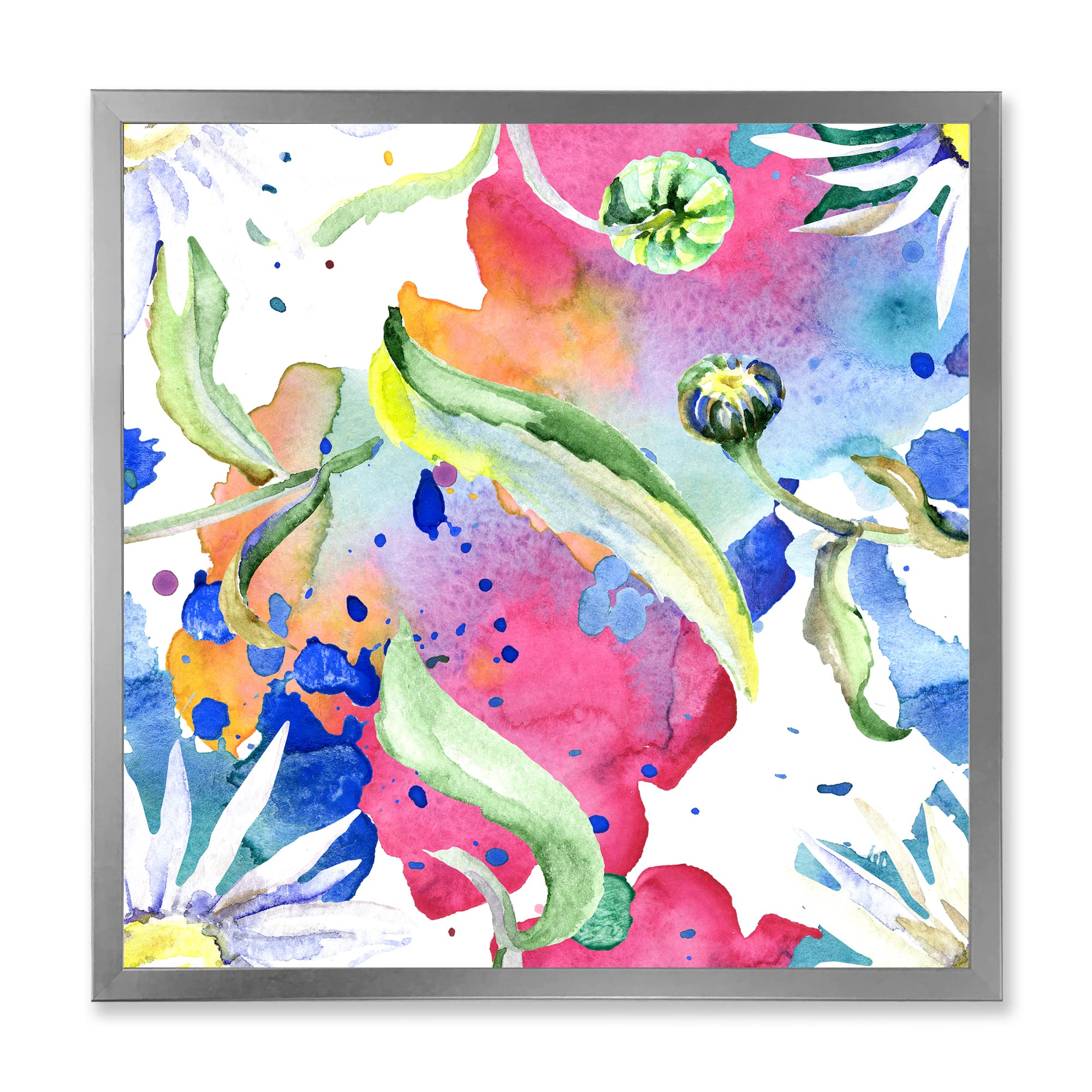 DesignQ Iridescent Daisy Flowers Framed Wall Art - Vibrant Home Decor for Living Room, Bedroom & Office
