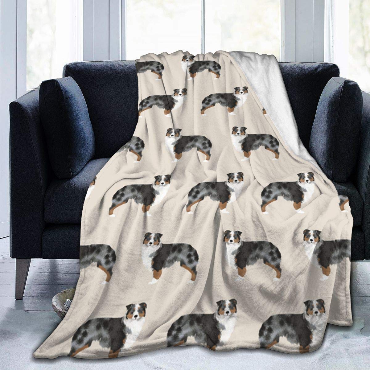 Australian Shepherd Sherpa Fleece Blanket - 50x40 Inch Ultra Soft Warm Throw for Couch, Bed, Sofa & Travel - Cozy Lightweight Home Office Blanket Gift for Dog Lovers - Perfect for Netflix Nights, Camping & Winter Snuggles