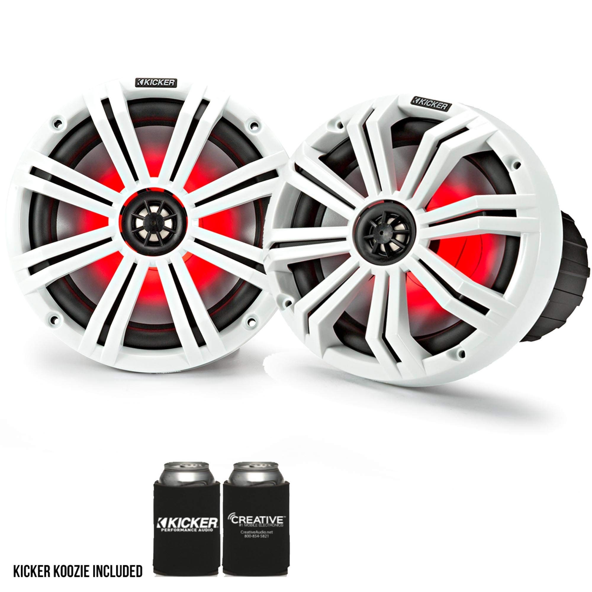 Kicker 8-Inch White Marine LED Speakers - High-Performance OEM Replacement Pair for Boats and Outdoor Adventures