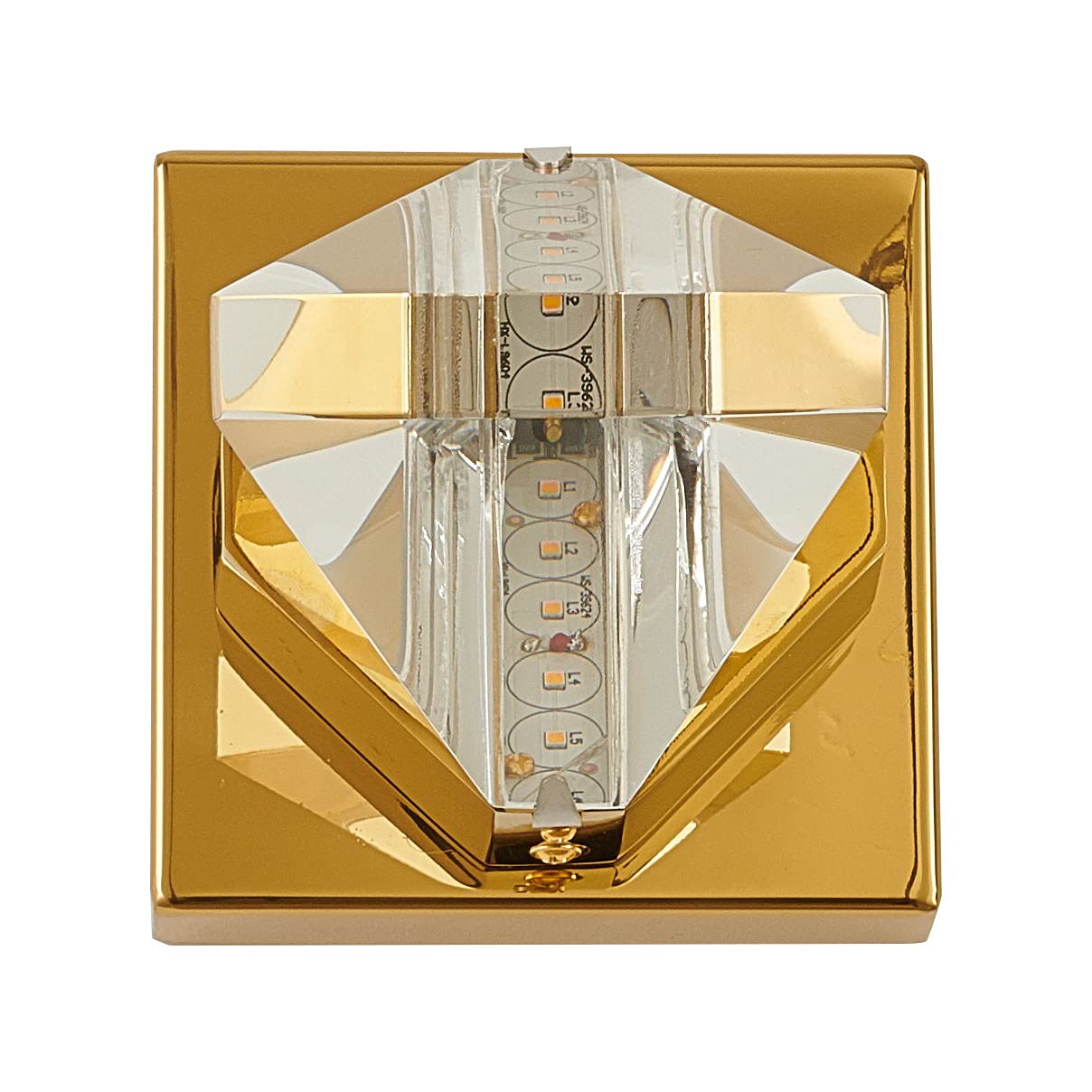 Bethel Clear Triangular Crystal Flush Mount Light Fixture with Brass Iron Frame - Elegant Ceiling Lighting for Living Room, Bedroom & Dining Room
