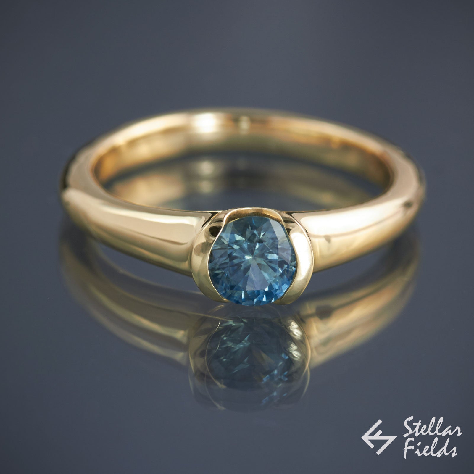 5mm Round Blue Montana Sapphire Semi Bezel Engagement Ring for Women - Dainty Wedding Band, Promise Ring, Anniversary Gift - Perfect for Proposals & Special Occasions