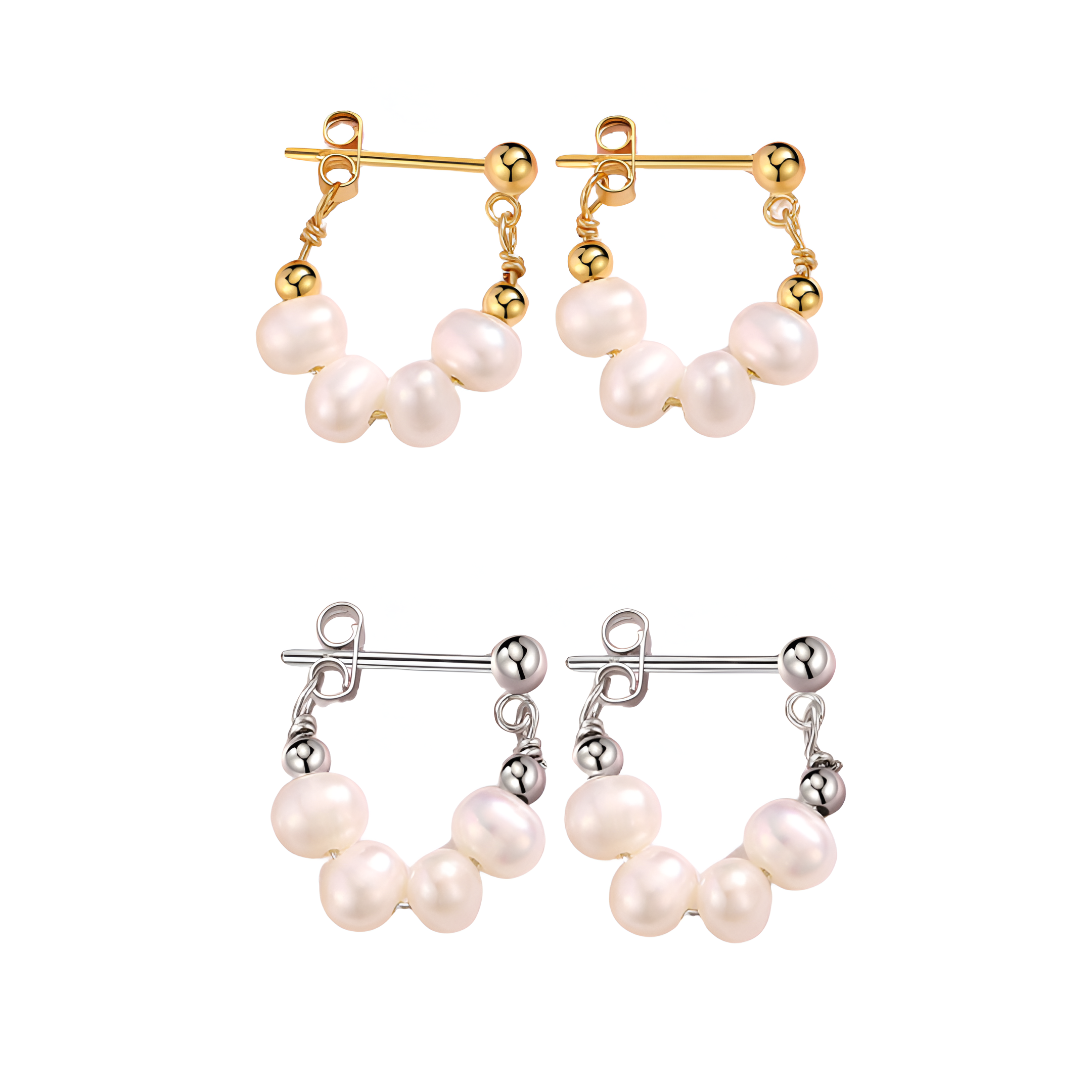 Freshwater Pearl Donut Gold Earrings for Women - 14K Gold Plated Dangle Earrings - Elegant Pearl Jewelry Gift for Birthday, Anniversary & Wedding | HE608 | Perfect for Office, Party & Special Occasions