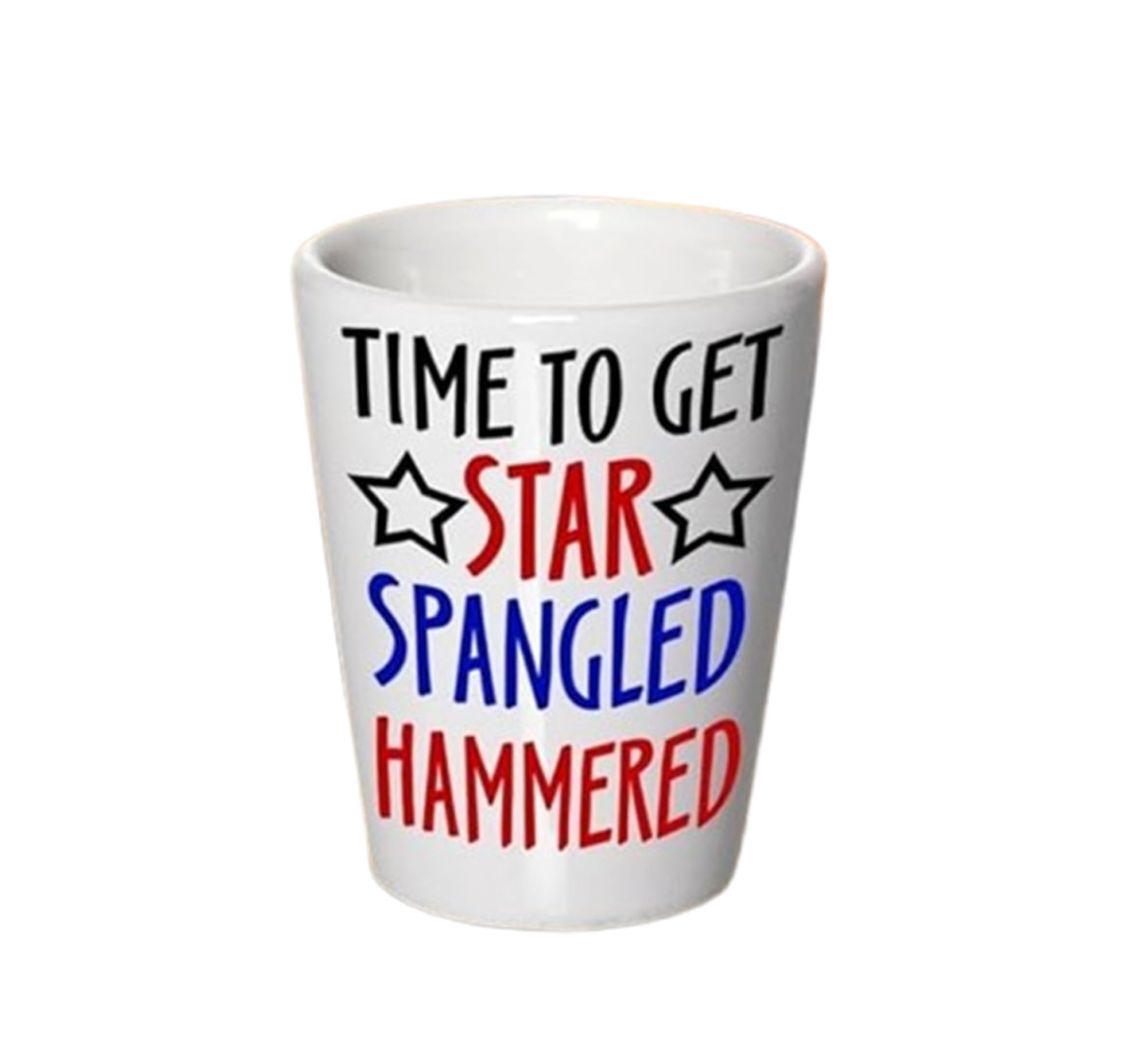 Funny Shot Glasses Set of 4 - Patriotic Star Spangled Ceramic Drinking Cups - Unique Gift for Parties & Celebrations - Perfect for 4th of July, Bachelor Parties & Bar Crawls